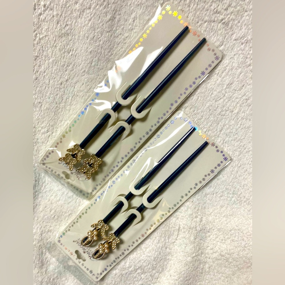 Hair needles butterfly accents